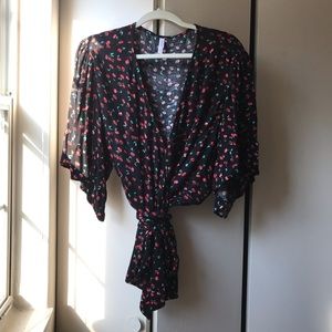 Cherry Print Real Wrap Top